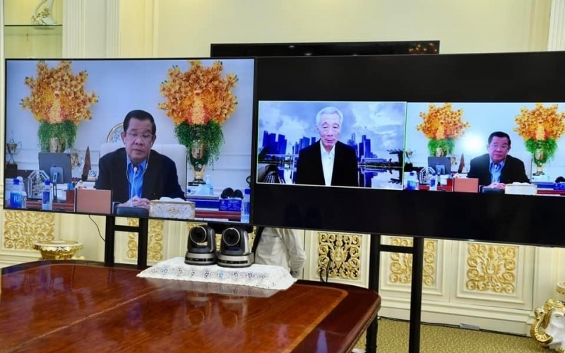 Thủ tướng Campuchia điện đàm với Thủ tướng Singapore về vấn đề Myanmar